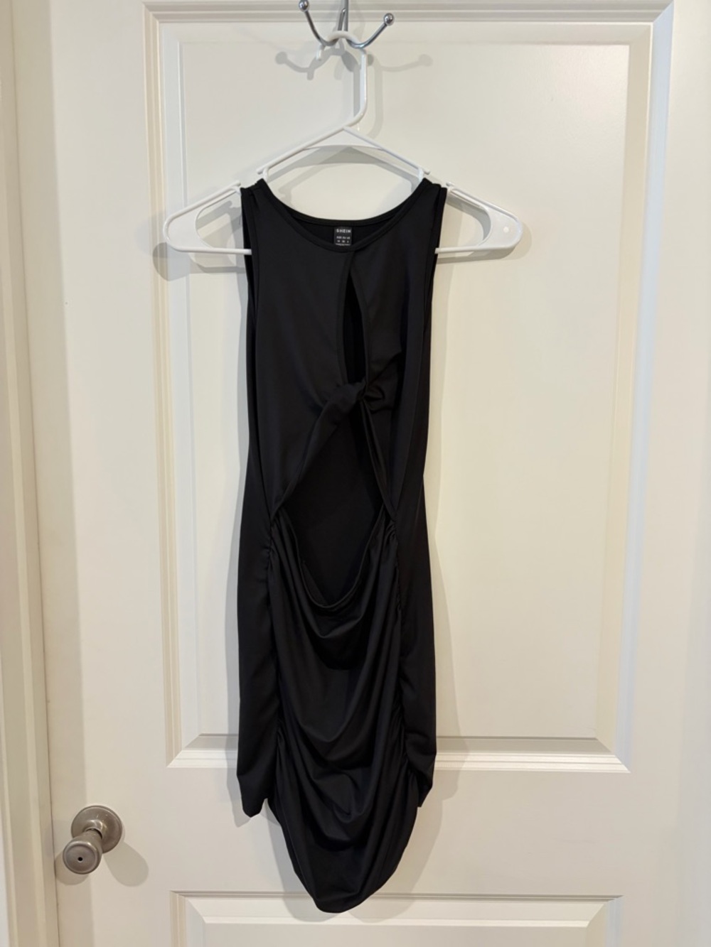 SHEIN Black Backless Twist Draped Sleeveless Dress